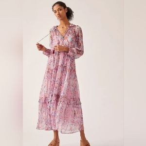 Anthropologie The Marais Printed Chiffon Maxi Dress